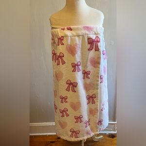 Truly Lou Spa Wrap Cotton Terry Bows & Bath Collection White/Pink Bow NWOT’s🎀